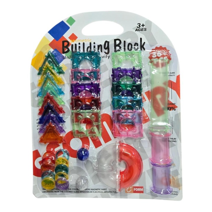 Set asamblare Piccolino 36 piese, forme geometrice, multicolor