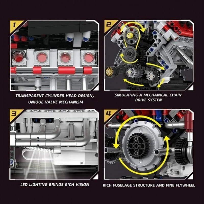Stem Motor Module Set de construcție STEM motor V8, 700 piese, control programabil ...