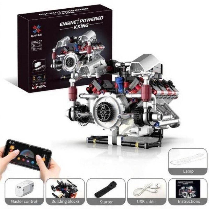 Stem Motor Module Set de construcție STEM motor V8, 700 piese, control programabil ...
