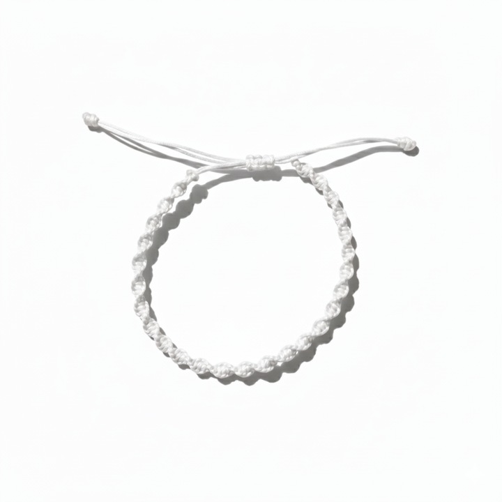 Bratara Macrame, Luckylu, Spirala unisex, alb, reglabila