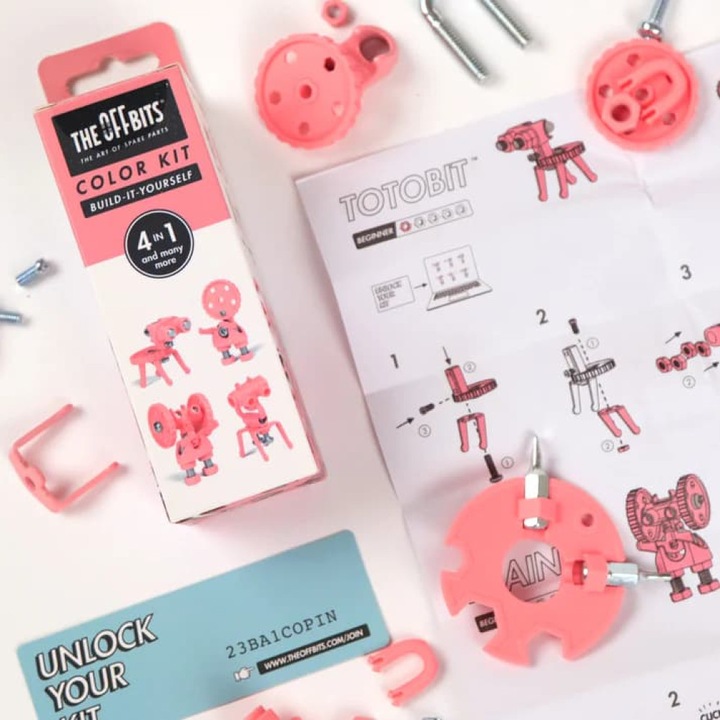 Комплект за изграждане The Offbits Color Kit Pink, 20 части, креативен, развитие на фини двигателни умения