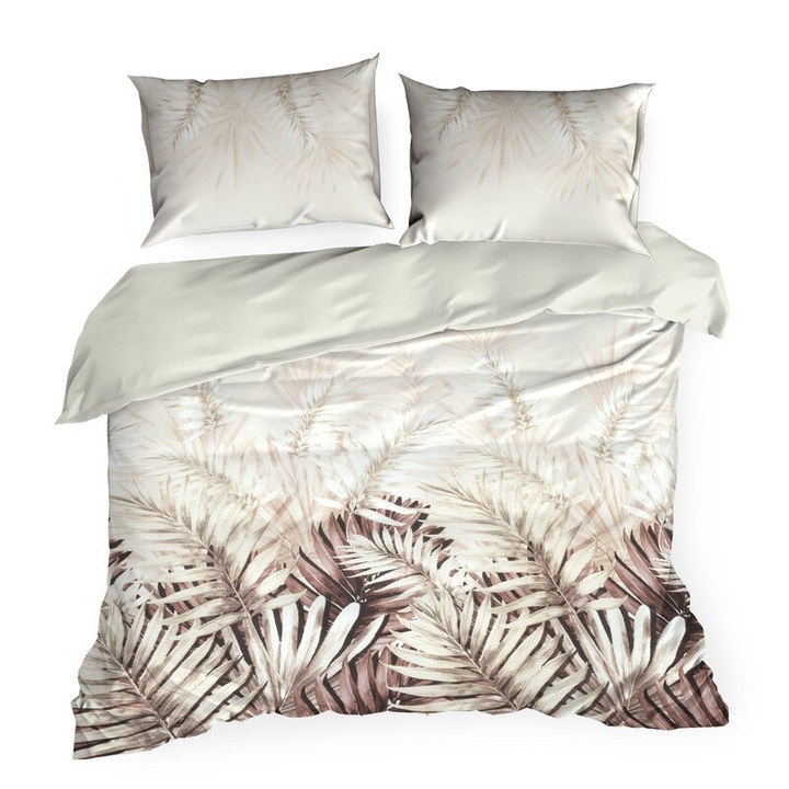 Ágynemű 160x200 Nessa fehér bézs pálmalevelek