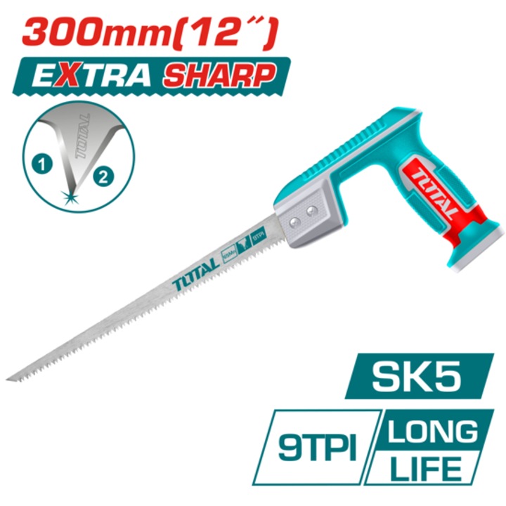 Fierastrau coada de soarece TOTAL Industrial, 9 TPI, 300 mm