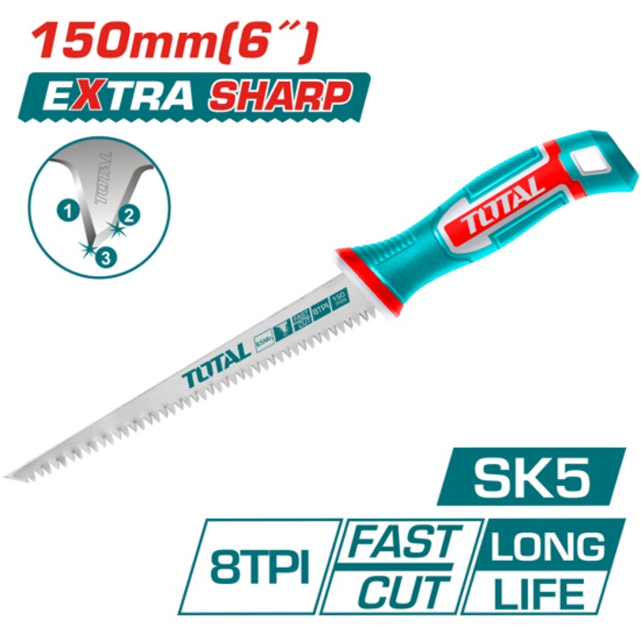 Fierastrau pentru gips-carton TOTAL INDUSTRIAL, 8TPI, 150 mm