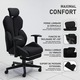 Scaun Gaming, TOP SCAUNE®, Scaun Gaming Ergonomic Cu Masaj Lombar 2 Puncte, Scaun Gaming Cu Suport Picioare Rabatabil, Cotiere 2D Reglabile, Tapiterie Textil Premium Rezistenta, Mecanism Multifunctional, Piston Gaz Class 3, Baza Nylon Solida, Negru