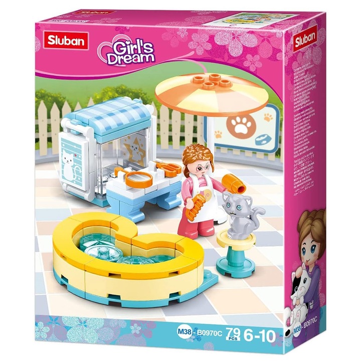 Set de constructie Sluban Girl's Dream, 79 piese, Hotel pentru pisici