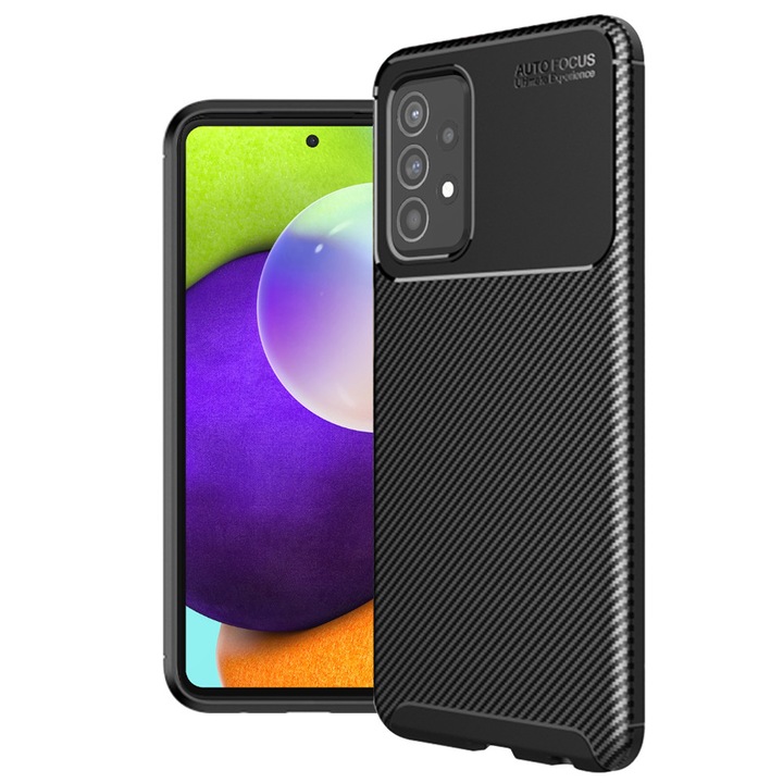 Husa Carbon Fit pentru Samsung Galaxy A52 4G / A52 5G / A52s 5G, Slim, Protectie Completa, Bumper Ecran, Silicon TPU Tare, High Quality, Negru