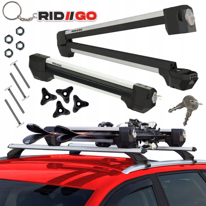 RIDIGO síléctartó, RDSKI modell, 6 pár síléc, alumínium, ezüst, 2 db-os készlet