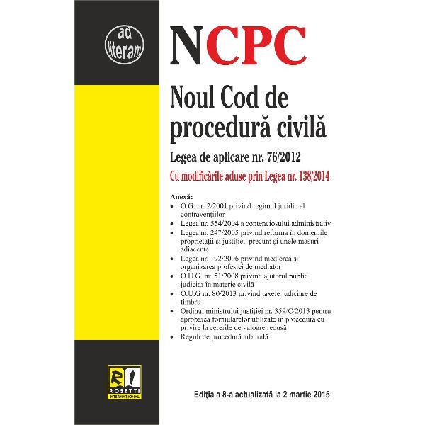 Noul Cod De Procedura Civila Act. 2 Martie 2015