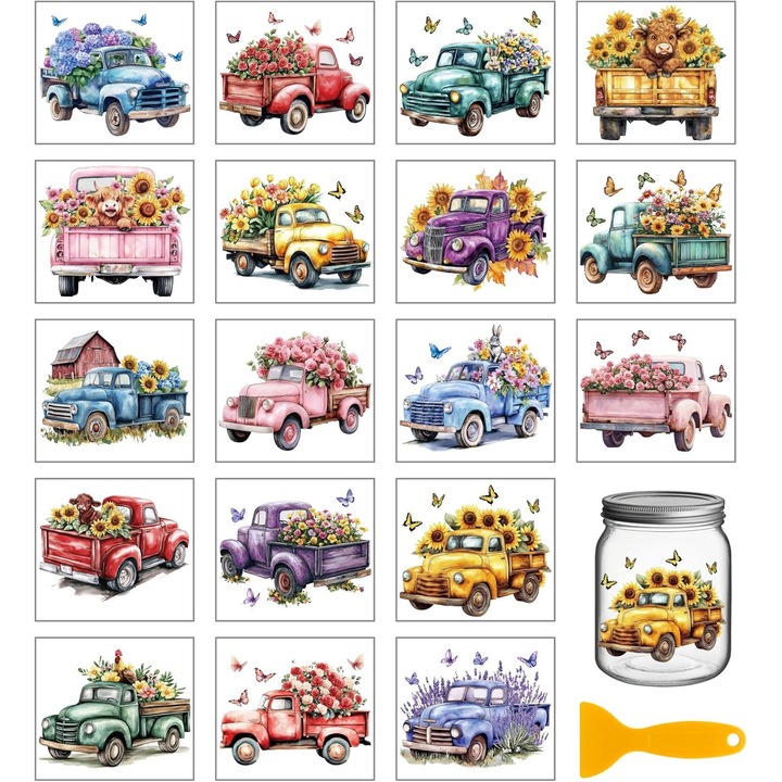 Autocolante Transfer Flori Camion 18 Bucati - Decoratiuni Diverse