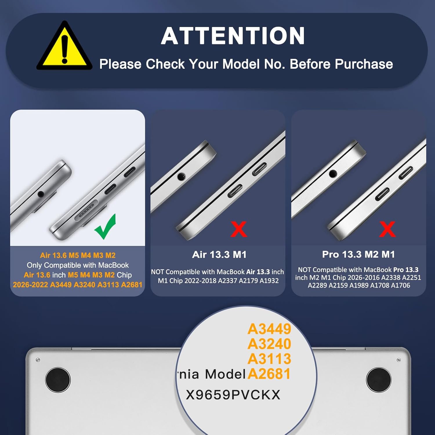 Carcasa Hard Shell pentru MacBook Air 13 (2022/2023/2024/2025) Seria M (M2 M3 M4) modele A2681 A3113 A3240 husa protectie cu efect de nisip fin design ultra subtire, Negru