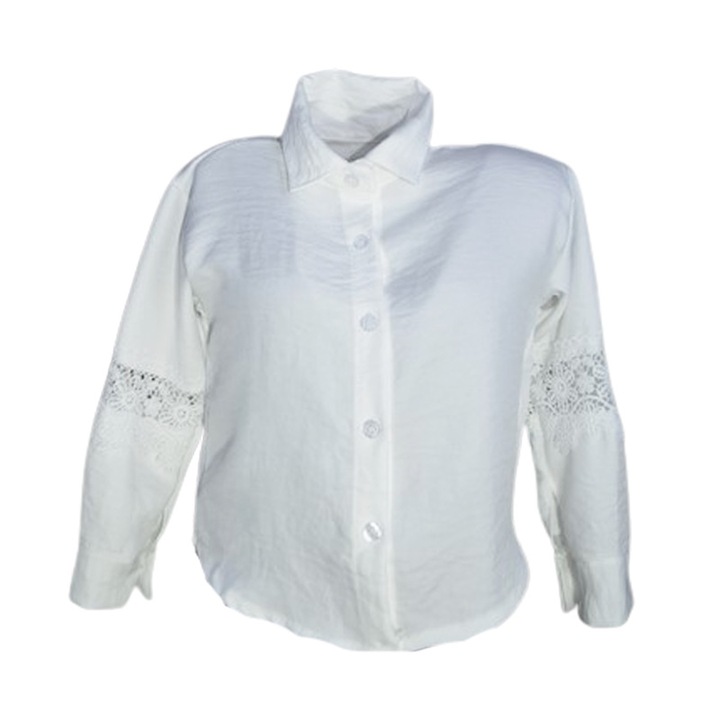 Camasa eleganta, cu detalii din dantela, pentru fete, Mini Junior CM2502, Alb 126555