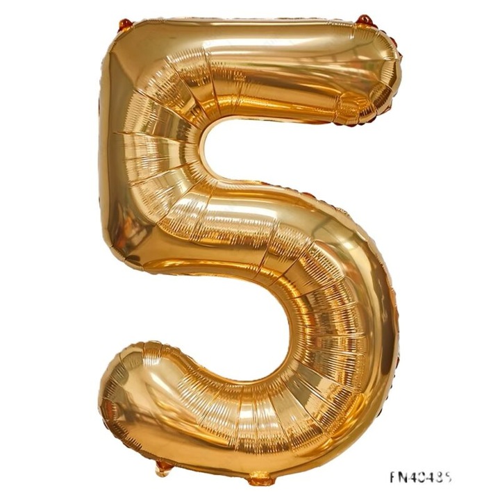 Fólia lufi szám 5, 102cm, Italy Gold árnyalat, Évforduló szett