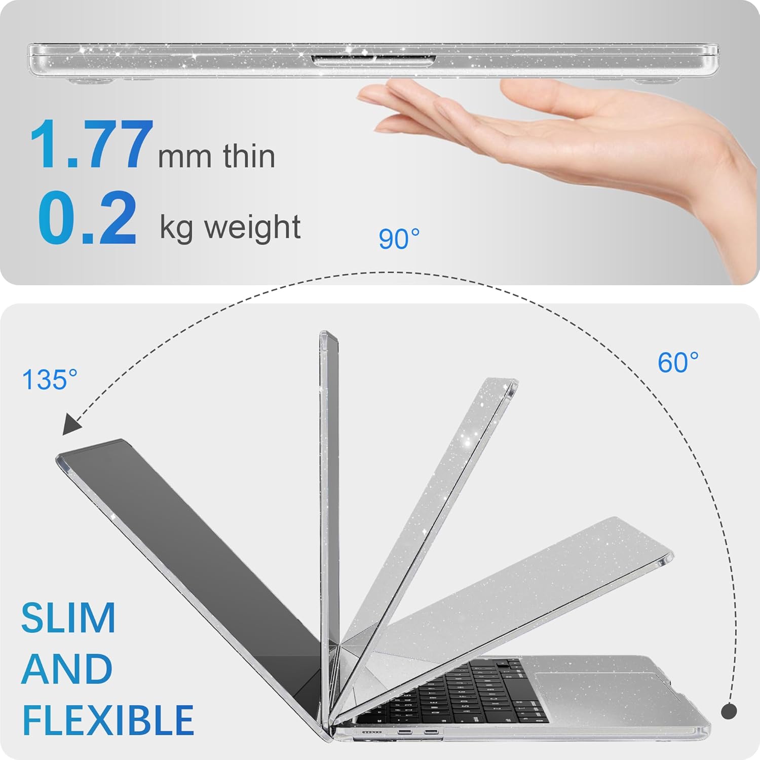 Carcasa laptop pentru MacBook Air 15, GPXIIZ, ultra subtire, transparent, 1.77mm