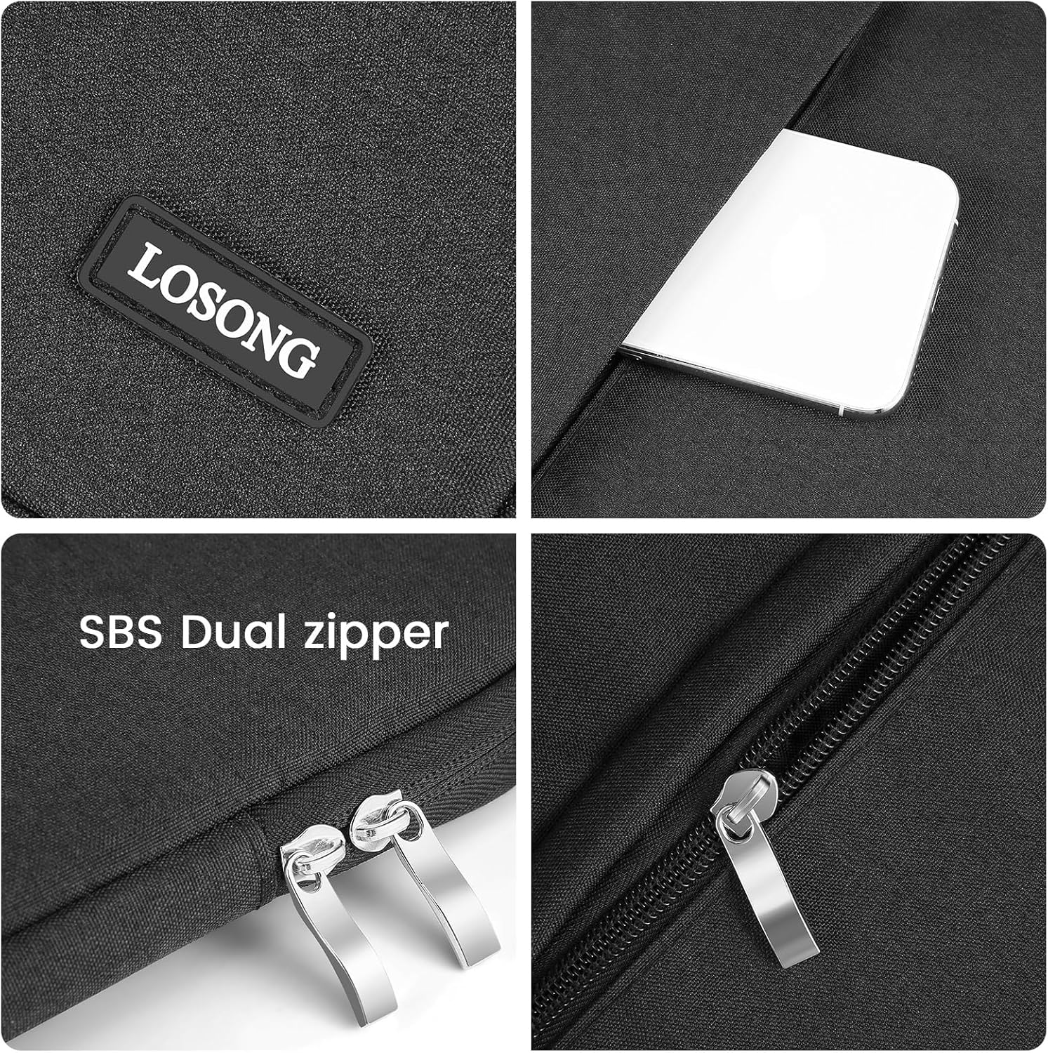 Husă portabilă, 18.5 inch, Losong, impermeabilă, dimensiuni 45x28.4cm, cu buzunar accesorii, negru