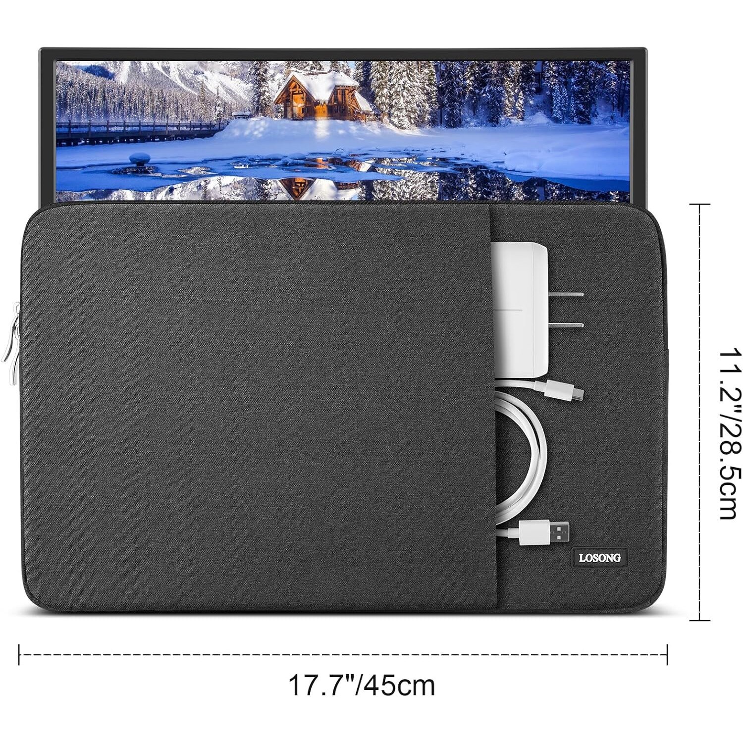 Husă portabilă, 18.5 inch, Losong, impermeabilă, dimensiuni 45x28.4cm, cu buzunar accesorii, negru