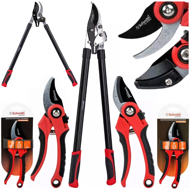 Set de foarfece de gradinarit Schmith, 3 piese, otel SK5, ergonomice, 205x680mm