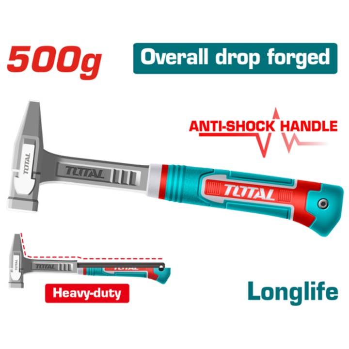 Ciocan lacătuserie Total, 0.500 kg, maner antisoc