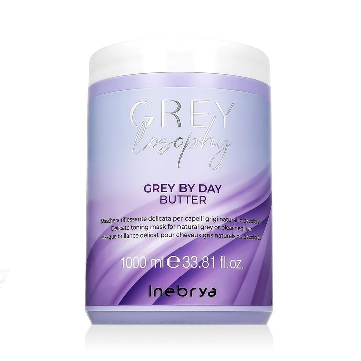 Inebrya Grey By Day Butter, masca pentru par gri, 1000 ml, profesionala, unisex