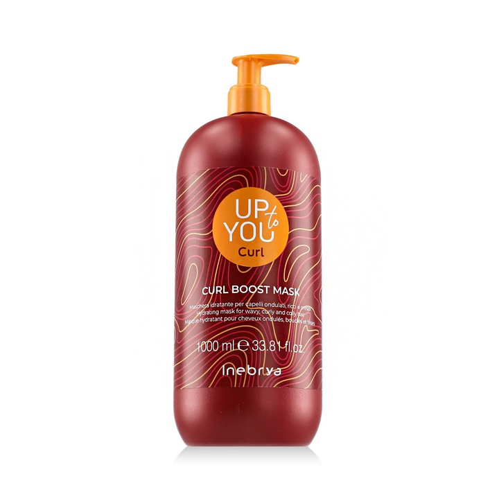 Masca de păr Inebrya Up To You Curl Boost, 1000 ml, hidratare intensă, anti-frizz, pentru păr ondulat