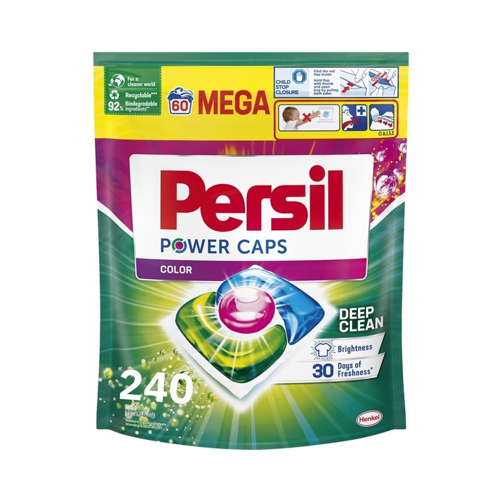 Detergent de rufe capsule Persil Power Caps Color, 240 spalari, automat, pentru rufe colorate