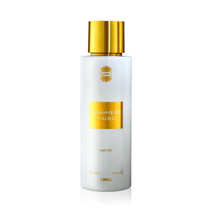Spray pentru par Ajmal Cashmere Musk 100 ml, unisex, parfum floral-lemnos, note de musc și cedru