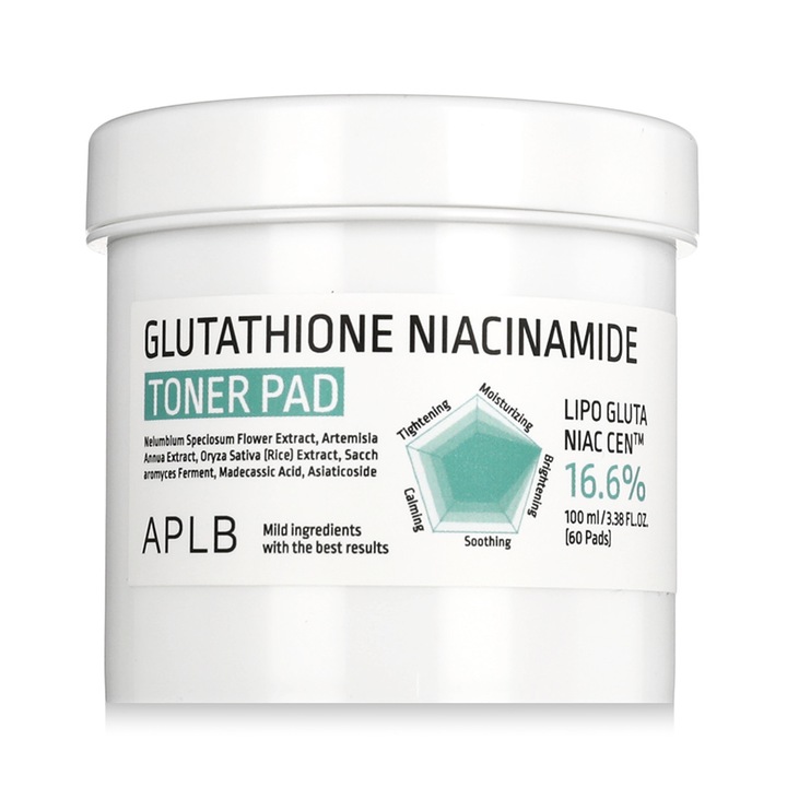 APLB Глутатион Ниацинамид 6% Тонизиращи тампони, 60 бр., многоцветни