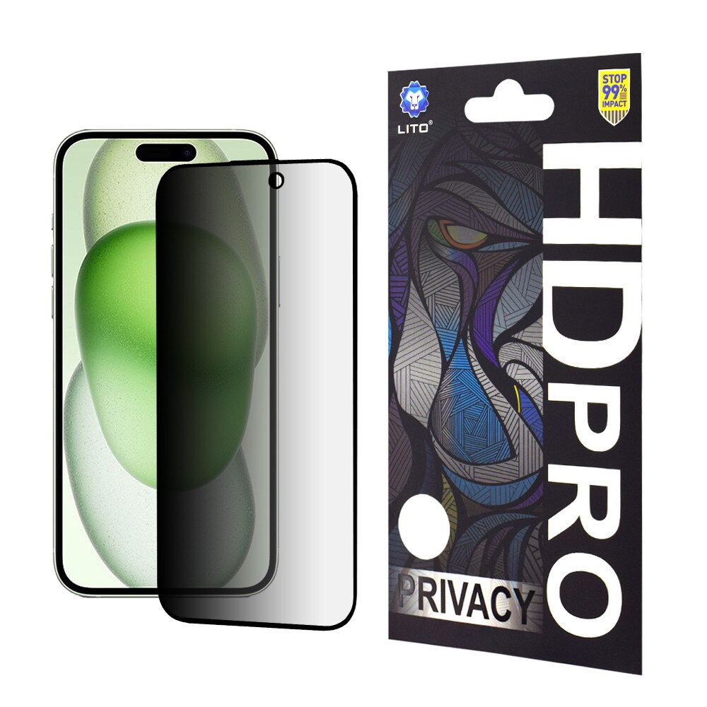Husa Protectie Compatibila cu HD PRO Privacy, Lito, iPhone 15 Plus - Black