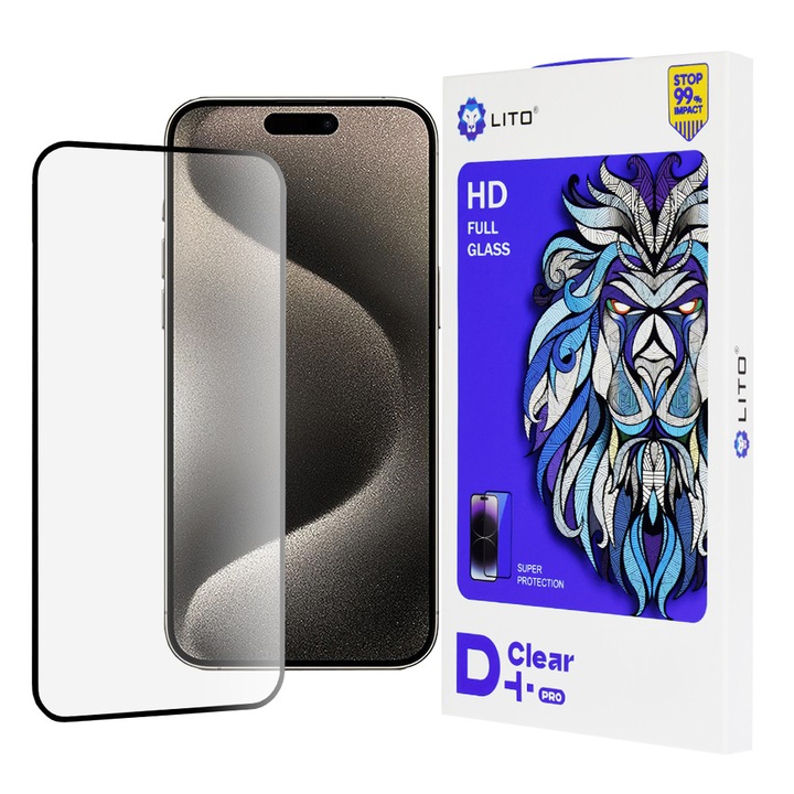 Folie telefon Lito, transparentă, antishock, neagră, pentru iPhone 15 Pro Max