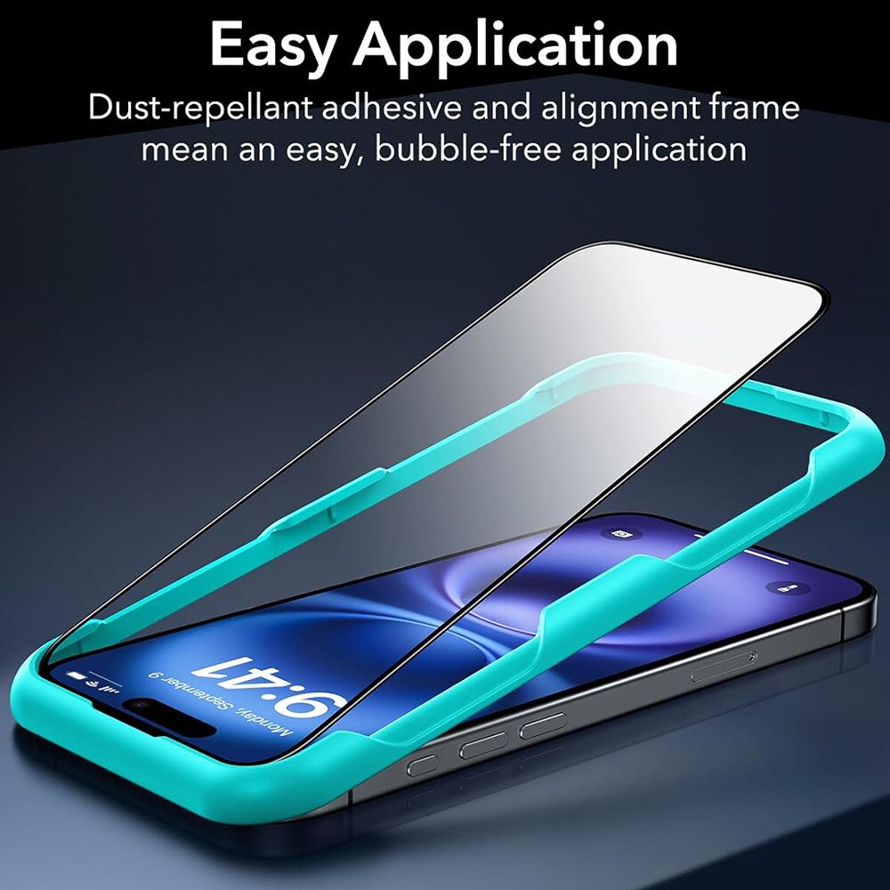 Husa Protectie Compatibila cu Tempered Glass, ESR, iPhone 16 Plus - Black
