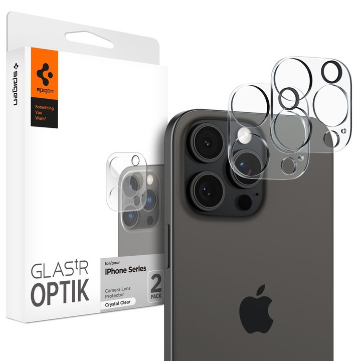 Spigen átlátszó üvegfólia telefonhoz, 2 db-os készlet iPhone 14/15/16 Pro-hoz, átlátszó