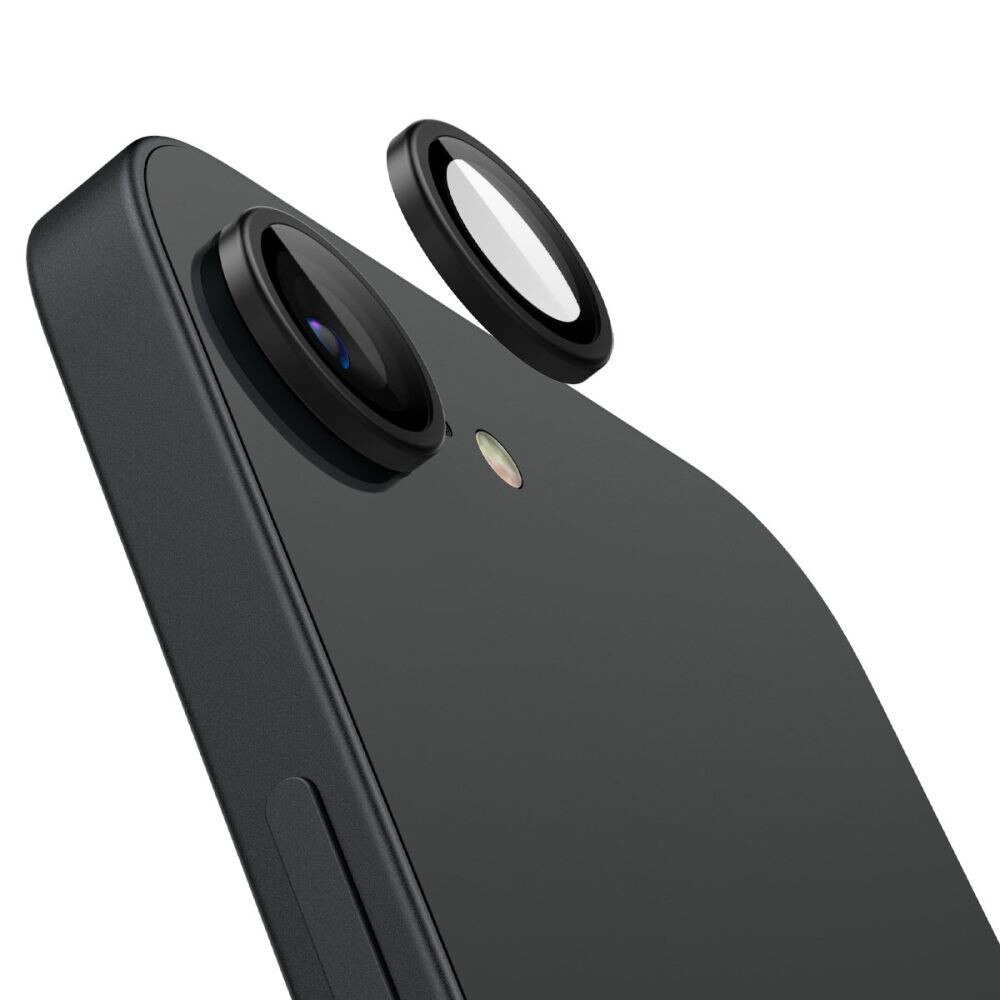 Husa Protectie Compatibila cu (2 pack) Optik.tR EZ Fit Pro Camera Glass (AGL09279), Spigen, iPhone 16e - Black