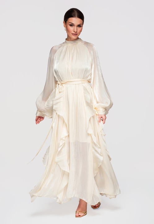 Макси вечерна рокля LARICA LA-OM-DLR301, Мръснобял