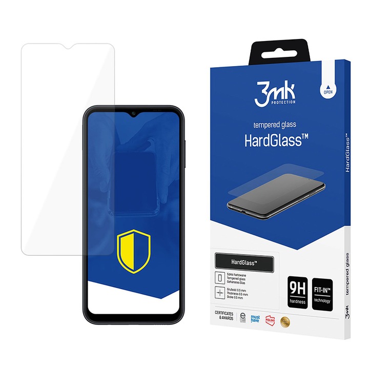 Защитно фолио, съвместимо с протектор за екран HardGlass, 3mk, Samsung Galaxy A14 4G / A14 5G - Прозрачно