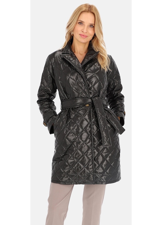 Palton dama Perso, negru, poliester, lungime pana genunchi, Negru