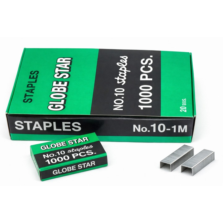 Комплект 10 x Капси за телбод, N10, 1000 броя x 10, здрави метални капси, професионални, за дебели документи