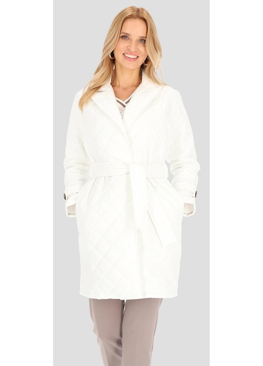 Palton Perso, lungime pana la genunchi, poliester, Ecru