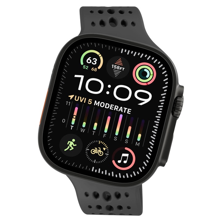 Brățară sport pentru Apple Watch, Decoded Ares O, negru, silicone, 44/46/49 mm