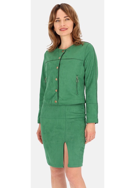 Női zakó, Perso, velúrból, arany patentekkel, zöld