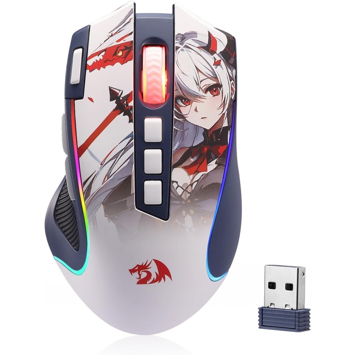 Mouse Gaming Redragon M612AK PRO RGB, 8000 DPI, Wireless 3 moduri