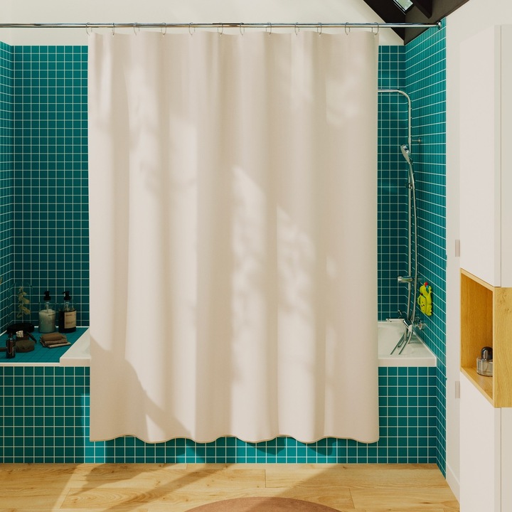 Perdea dus Easy, Poliester, 180 x 200 cm, Alb - Sensea