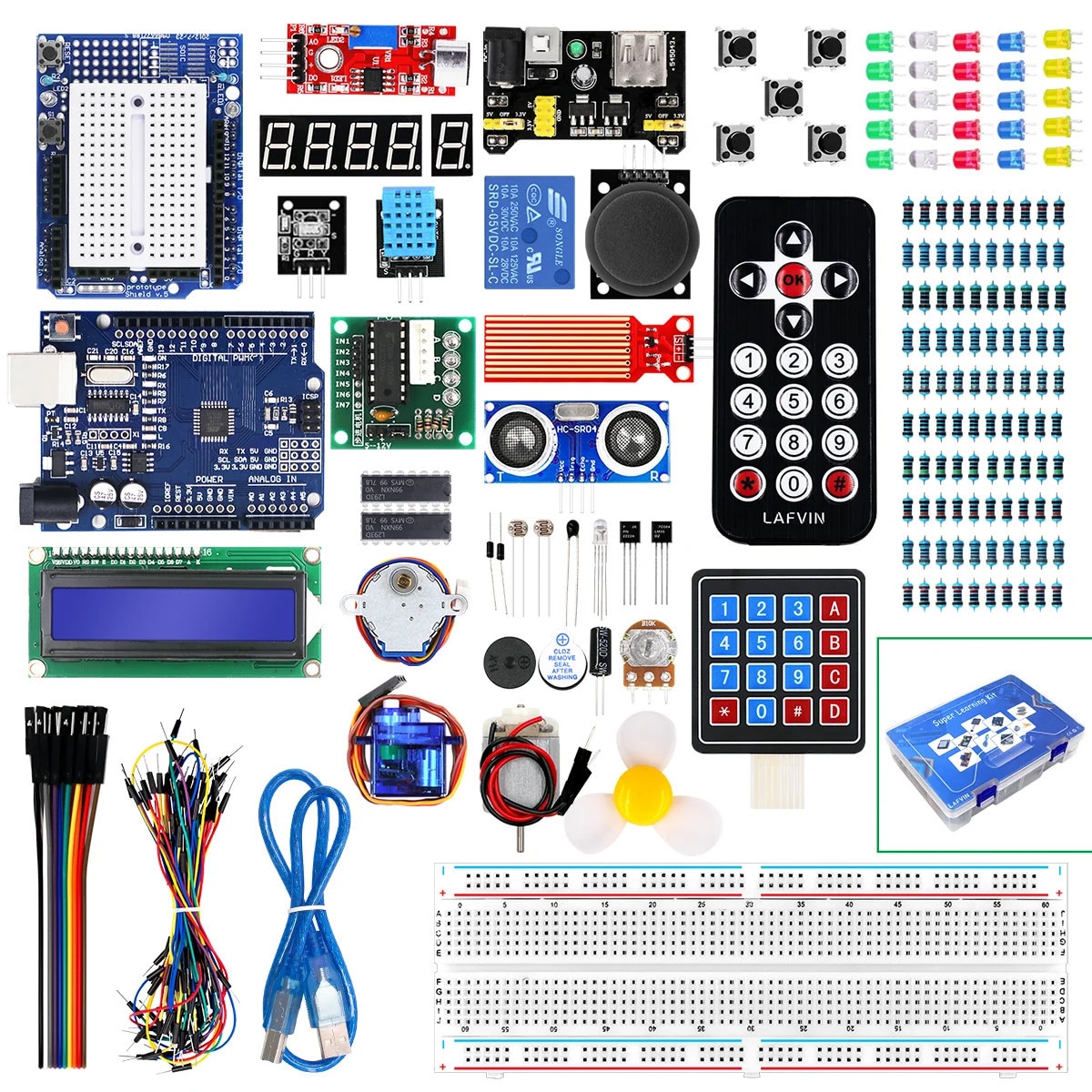 Kit STEAM complet, Arduino Clone, Placa UNO R3, 16 pini digitali, 8 ...