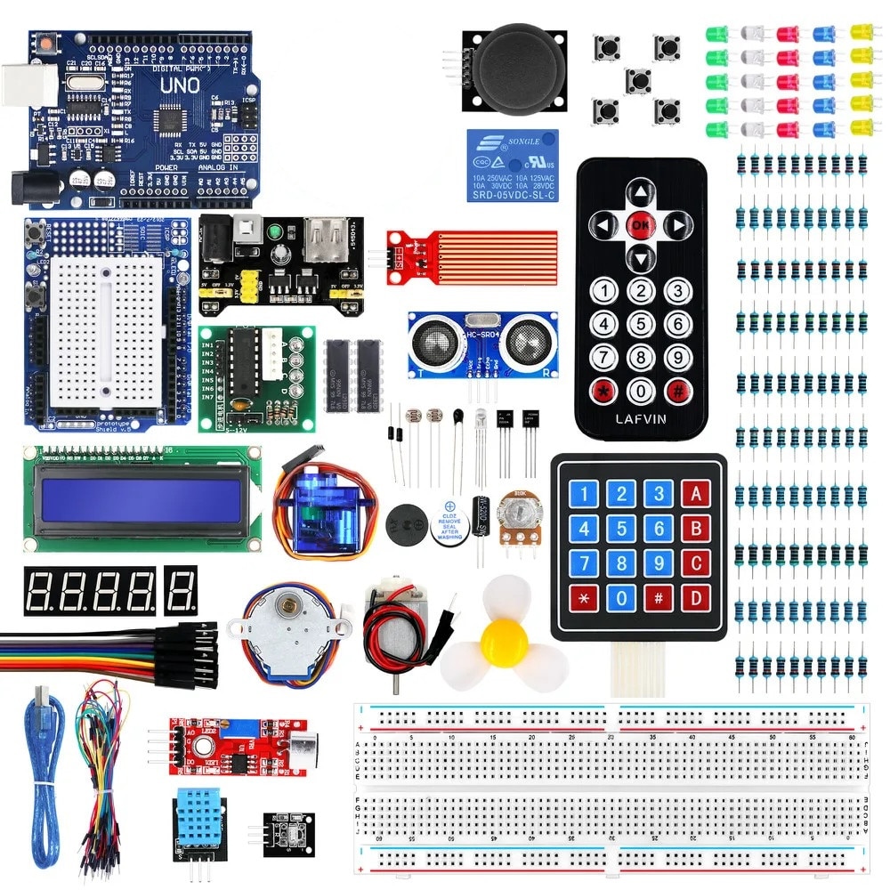 Kit STEAM complet, Arduino Clone, Placa UNO R3, 16 pini digitali, 8 ...