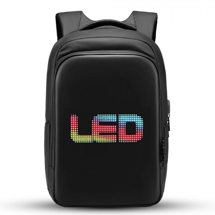 Ghiozdan Smart cu Ecran LED, Conexiune Bluetooth prin Aplicatie, Afisaj Color, Impermeabil