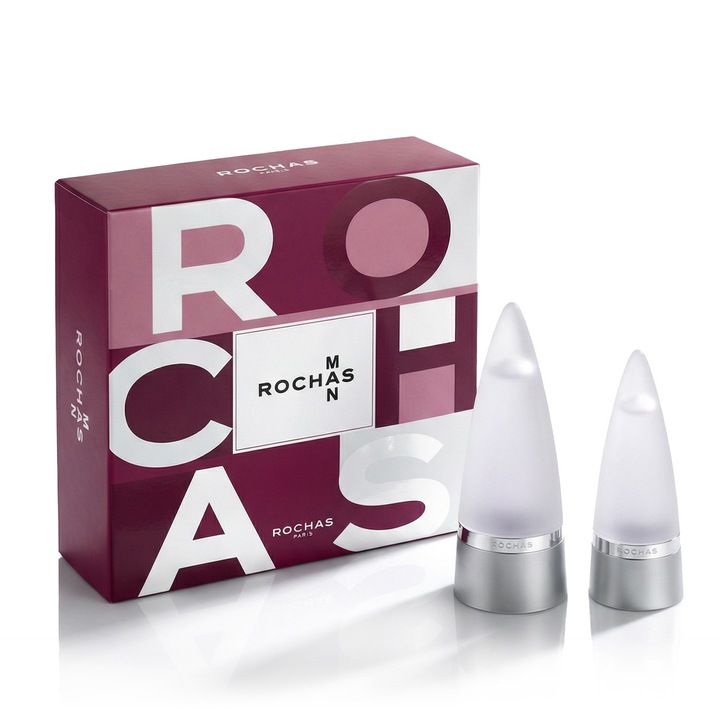 Set parfumuri Rochas Man EDT 100 ml + EDT 50 ml, lemnos-piperatic, pentru bărbați