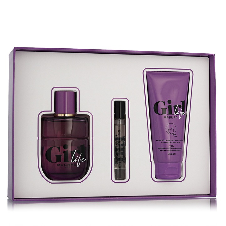 Rochas Girl Life set parfum EDP 75 ml + mini EDP 7, 5 ml + balsam de corp 100 ml, oriental-floral, femeie