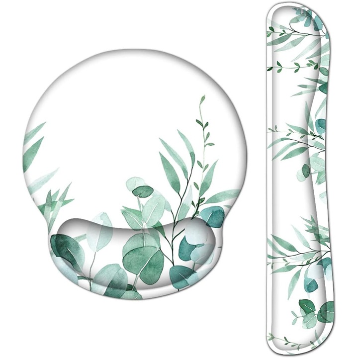 Suport Ergonomic pentru Incheietura Mainii si Mouse, Gel, Verde Eucalipt