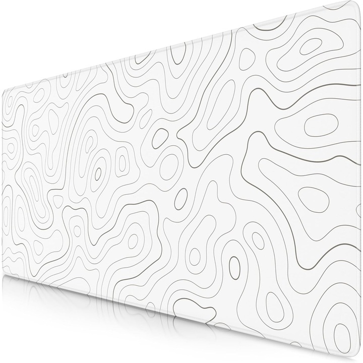 Mousepad Gaming Titanwolf XXL 900x400mm, Suprafata Textila, Alb Topografie
