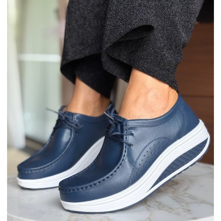 Pantofi Casual dEpurtat.ro Bleumarin din Piele Naturala, Bleumarin