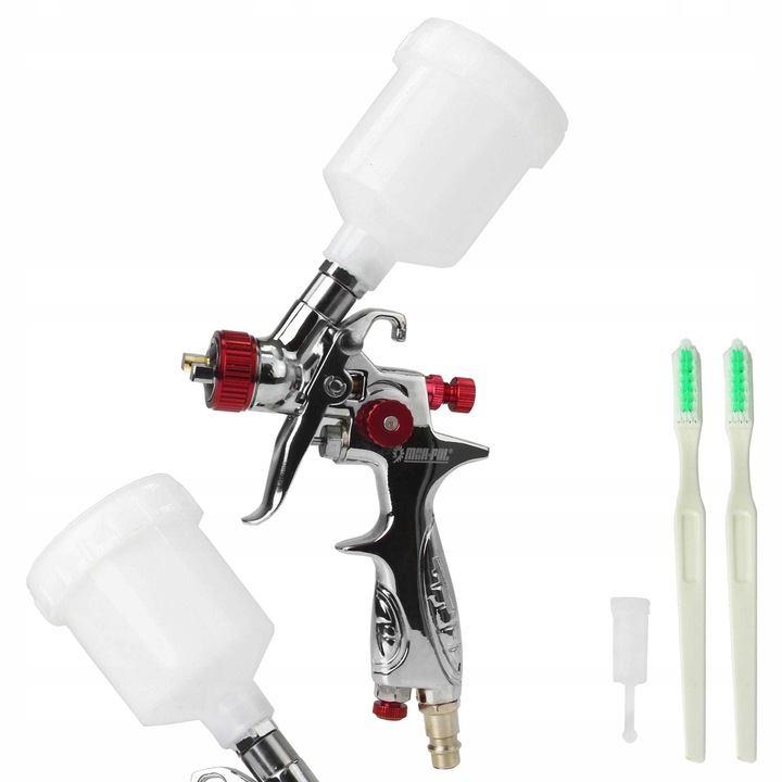 Pistol de vopsit mini 0,8mm, Mar-Pol, 100ml, 2,7-5,5 bar, crom